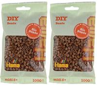 HAMA - sachet de perles à repasser bio midi | env. 1000 perles | loisirs créatifs et mosaïques pour enfants dès 5 ans | jeu créatif durable et décoration artisanale | Nougat (Lot de 2)