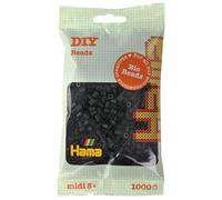 HAMA - sachet de perles à repasser bio midi | env. 1000 perles | loisirs créatifs et mosaïques pour enfants dès 5 ans | jeu créatif durable et décoration artisanale | Black