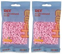 HAMA - sachet de perles à repasser | env. 1000 perles midi | loisirs créatifs et mosaïques pour enfants dès 5 ans | jeu créatif et décoration artisanale | Pastel Rose (Lot de 2)