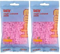 HAMA - sachet de perles à repasser | env. 1000 perles midi | loisirs créatifs et mosaïques pour enfants dès 5 ans | jeu créatif et décoration artisanale | Translucent pink (Lot de 2)