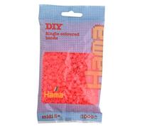 HAMA - sachet de perles à repasser | env. 1000 perles midi | loisirs créatifs et mosaïques pour enfants dès 5 ans | jeu créatif et décoration artisanale | Neon red