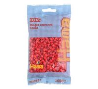 HAMA - sachet de perles à repasser | env. 1000 perles midi | loisirs créatifs et mosaïques pour enfants dès 5 ans | jeu créatif et décoration artisanale | Red