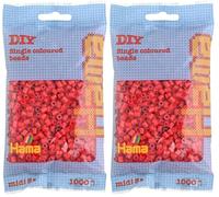 HAMA - sachet de perles à repasser | env. 1000 perles midi | loisirs créatifs et mosaïques pour enfants dès 5 ans | jeu créatif et décoration artisanale | Red (Lot de 2)