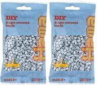 HAMA - sachet de perles à repasser | env. 1000 perles midi | loisirs créatifs et mosaïques pour enfants dès 5 ans | jeu créatif et décoration artisanale | Light grey (Lot de 2)