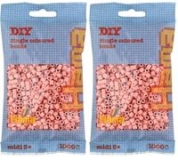 HAMA - sachet de perles à repasser | env. 1000 perles midi | loisirs créatifs et mosaïques pour enfants dès 5 ans | jeu créatif et décoration artisanale | Matt rose (Lot de 2)