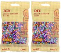 HAMA - sachet de perles à repasser | env. 1000 perles midi | loisirs créatifs et mosaïques pour enfants dès 5 ans | jeu créatif et décoration artisanale | Mix 92 (Lot de 2)