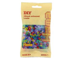 HAMA - sachet de perles à repasser | env. 1000 perles midi | loisirs créatifs et mosaïques pour enfants dès 5 ans | jeu créatif et décoration artisanale | Mix 53
