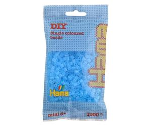 HAMA - sachet de perles à repasser | env. 1000 perles midi | loisirs créatifs et mosaïques pour enfants dès 5 ans | jeu créatif et décoration artisanale | Translucent aqua