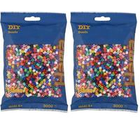 HAMA - sachet de perles à repasser | env. 3000 perles midi | loisirs créatifs et mosaïques pour enfants dès 5 ans | jeu créatif et décoration artisanale | mix 00 (Lot de 2)