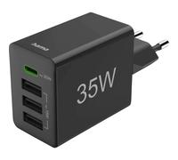 Hama Schnellladegerät, 1x USB-C PD, 3x USB-A, Mini-Ladegerät, 35W, Schwarz