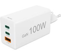 Hama Schnellladegerät, GaN, 2x USB-C, 1x USB-A, Mini-Ladegerät, PD, 100 W, Weiß Chargeur USB 100 W blanc