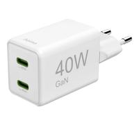 Hama Schnellladegerät, GaN, 2x USB-C, Super-Mini-Ladegerät, PD, 40 W, Weiß