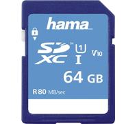 HAMA SDXC 64GB Class 10 UHS-I 80MB/s, emballage étroit (00213110)