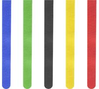 Hook and Loop Cable Ties, Reusable, 16 x 215 mm, Colourful, 5 Pieces.