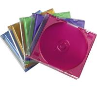 Hama - Slim Jewel Case pour CD de stockage - capacité : 1 CD - bleu transparent, vert transparent, orange transparent, violet transparent, rose transparent (pack de 25)