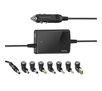Hama Slim & Light 70W Chargeur Rapide Voiture Universel pour PC Portable 15-19V - [8 Adaptateurs] [Protection Contre la surchauffe & sur-tensions] Noir