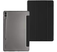 Hama Fold Clear Coque pour Samsung Galaxy Tab S9 FE+ 12,4" - Housse Fonction Chevalet, Compartiment pour Le S Pen, Protection Fermeture Magnétique, Dos Transparent - Noir