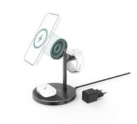 Hama Socle Chargeur iPhone, sans Fil, Qi2, 3 en 1, Magnétique, 15 W, USB-C | Support Station de Charge Rapide à Induction MagSafe pour smartphone, Montres Intelligentes, Apple Watch et écouteurs. Noir
