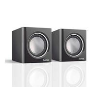 Hama Sonic Mobil 185 Enceintes pour Ordinateur - Système Stéréo 2.0, Haut-Parleurs Alimentés en USB, Connexion Jack 3.5mm - Noir/Argent
