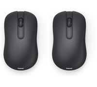 Hama Souris Optique sans Fil 2.4GHz WM-100, Ambidextre, Silencieuse, 3 Boutons, 1200 DPI, Mode Veille Auto, Recepteur Nano USB, Patins Polymère, Plug&Play, Noir (Lot de 2)