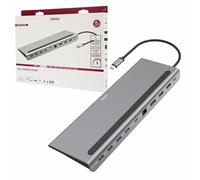 Hama Station d'accueil USB-C Double Moniteur (Docking Station USB-C, 10 en 1, Adaptateur Multiport 10 Ports Dont 2 HDMI et Displayport, PD, 100W, pour Dell, HP, Lenovo, ASUS, Microsoft) Gris