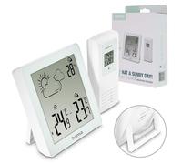 Hama Station météo 'Zakynthos' (un capteur extérieur, thermomètre intérieur et extérieur, hygromètre, prévisions météo avec icônes, à poser ou suspendre, piles incluses,extensible à 3 capteurs) Blanc