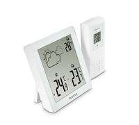 Hama Station météo 'Zakynthos' (un capteur extérieur, thermomètre intérieur et extérieur, hygromètre, prévisions météo avec icônes, à poser ou suspendre, piles incluses,extensible à 3 capteurs) Blanc