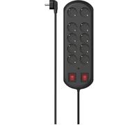 Hama Steckdosenleiste, 10-fach, Überspannungsschutz, zwei Schalter, 2 m, Schwarz () - 00223164