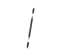 Hama Stylet Universel 4-en-1 Haute Précision, idéal Tablettes Smartphones Ecrans Tactiles, Pointe à Disque, Stylo à Bille, Embouts Silicone, Détection d'inclinaison, Stylo de Dessin, Aluminium, Noir