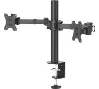 Hama Support écran PC Double Bras '00118493' (Bras Extensibles pour 2 Ecrans Moniteurs PC 33-89 cm /13"-35", Hauteur réglable, Pivotable, Inclinable, Système Easy Fix) Noir
