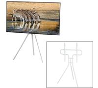 Hama Support TV Design Chevalet pour téléviseur de 37 à 75" - 94 à 191cm (Hauteur réglable, Acier laqué, Compact Moderne et Contemporain, Compatible VESA) Blanc