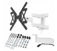 Hama Support Mural TV Orientable Inclinable Extensible Extra Long Garantie 10 ANS (TV 32" à 65", 165cm 50kg max, Inclinaison -12°/+3 °, Rotation 180°, VESA 400x400 max, Chevilles Fischer) Blanx & Noir
