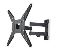 Hama Support Mural TV Pivotant Inclinable Télescopique Garantie 10 Ans (TV 32" à 65", 165 cm 25kg Max, Inclinaison -12°/+5°, Rotation 180°, VESA 400x400, Gestion des câbles, Chevilles Fischer) Noir