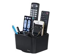 Hama Support pour télécommande "Agent" (porte-télécommande, rotatif, 5 compartiments pour télécommandes, téléphones, lunettes, stylos, organisateur pour bureau, rangement) Noir