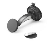 Hama Support Téléphone Voiture Magnet (Support téléphone pour Voiture aimanté, Fixation à Ventouse, pivotable 360°, Inclus 2 plaques métaliques) Noir