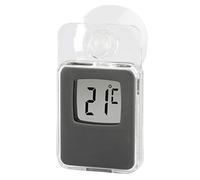 Hama Thermomètre de Fenêtre Intérieur/Extérieur avec Ventouse Numérique 7,5 x 4,6 cm, Résistant aux Intempéries, Batterie Incluse, Gris