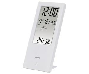 Hama Thermomètre numérique et hygromètre intérieur 2 en 1 (Thermo-hygromètre, Mesure la température ambiante et l'humidité, avec indicateur météo, écran Transparent, Affichage numérique, réveil,