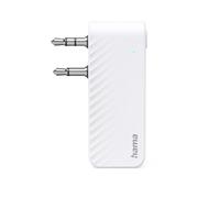 Hama Transmetteur Audio Bluetooth sans Fil Rechargeable USB-C, Double Sorties Audio Casque Jack 3.5mm intégrées Dont Une Pliable, Idéal pour Avions, Utilisation Universelle, 10h d’autonomie, Blanc