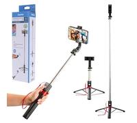 Hama Trépied perche à selfie 2 en 1 Fancy Stand 110 II – 31–110 cm, Bluetooth, Aluminium Noir