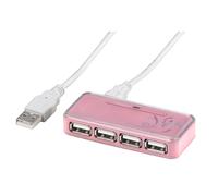 Hama USB 2.0 Moyeu 1:4 Rose Hub 4-Port Répartition pour PC IMAC Mac Macbook Etc