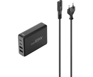Hama USB-Ladestation 4 Ports, GaN, Schnellladegerät, 2xUSB-C, 2xUSB-A, PD, 65 W