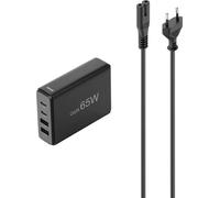 Hama USB-Ladestation 4 Ports, GaN, Schnellladegerät, 2xUSB-C, 2xUSB-A, PD, 65 W Station de charge USB 65 W noir