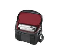 Hama Sac pour appareil photo Valletta Taille 100 – boîtier compact, sangle, rabat – Noir/Rouge