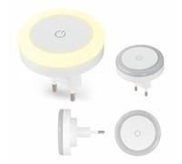 Hama Veilleuse LED 'Touch' Interrupteur Tactile (Lampe de nuit pour prise murale, Veilleuse Enfant Prise Electrique, Capteur Crépusculaire, Idéal Chambre Bébé Cuisine Couloir Escalier Salon)