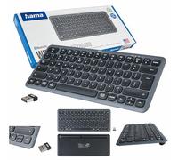 Hama WK-500 Clavier sans Fil Noir et Gris (Puce Polonaise QWERTY, Multi-appareils, Bluetooth, Petit, avec Piles, Silencieux, Touches multimédia, alimentées par Batterie)