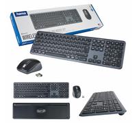 Hama WK-550 Clavier sans Fil Noir et Gris (Puce QWERTY Polonaise, Multi-appareils, Clavier Bluetooth, récepteur USB, PC, Tablette, numérique, Piles et Touches silencieuses)
