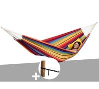 Hamac 2 Places Barbados Arc-En-Ciel + Kit Attaches T-Strap- Amazonas Multicolore