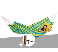 Hamac 2 Places Barbados Citron + Kit Attaches T-Strap - Amazonas Multicolore