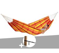 Hamac 2 Places Barbados Papaye + Kit Attaches T-Strap - Amazonas Multicolore
