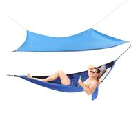 Hamac 290 cm x 140 cm avec moustiquaire, 290 cm, hamac de camping, d'extérieur, capacité de charge, respirant, ultra léger, en nylon, parachute, camping, voyage (bleu)